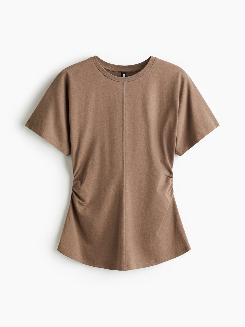 Zara Taupe Short Sleeve Tee with Side Ruching